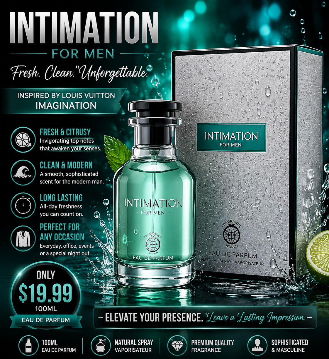 ZAK PERFUMES Intimation Eau de Parfum Spray, Regular Size 100 ml Men