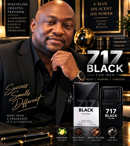 717 Black For Men Eau de Parfum Spray 3.4 fl oz Regular Size Fragrance for Men