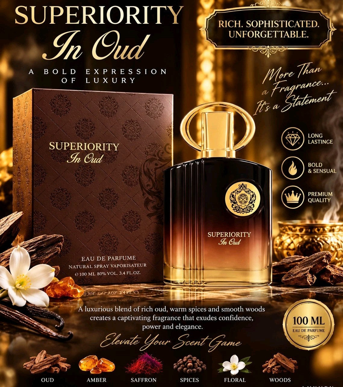 Superiority In OUD Perfume for Unisex, 3.4oz/100ml