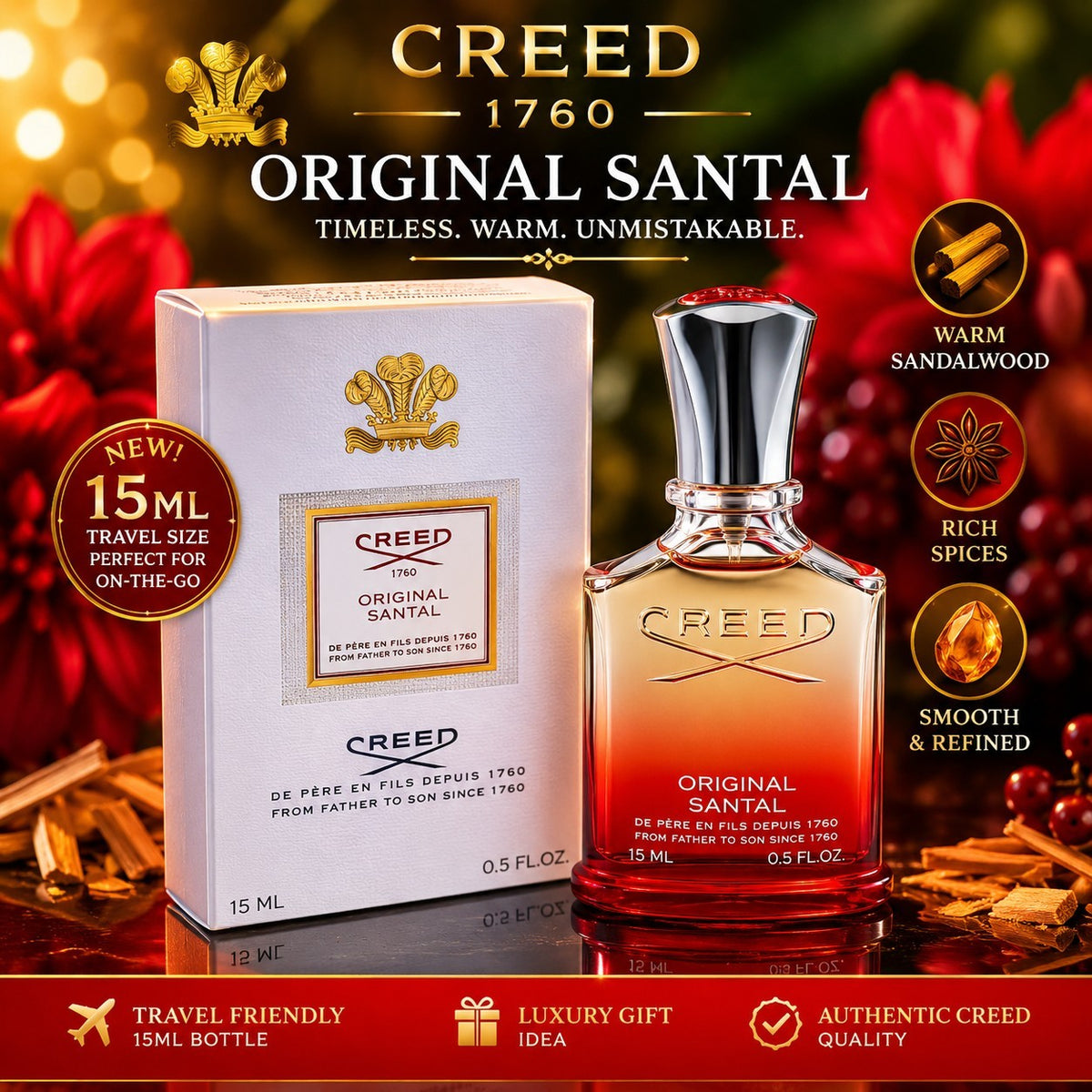 CREED ORIGINAL SANTAL EDP SAMPLE SPRAY 15ML / 0.34OZ (MINI) UNISEX