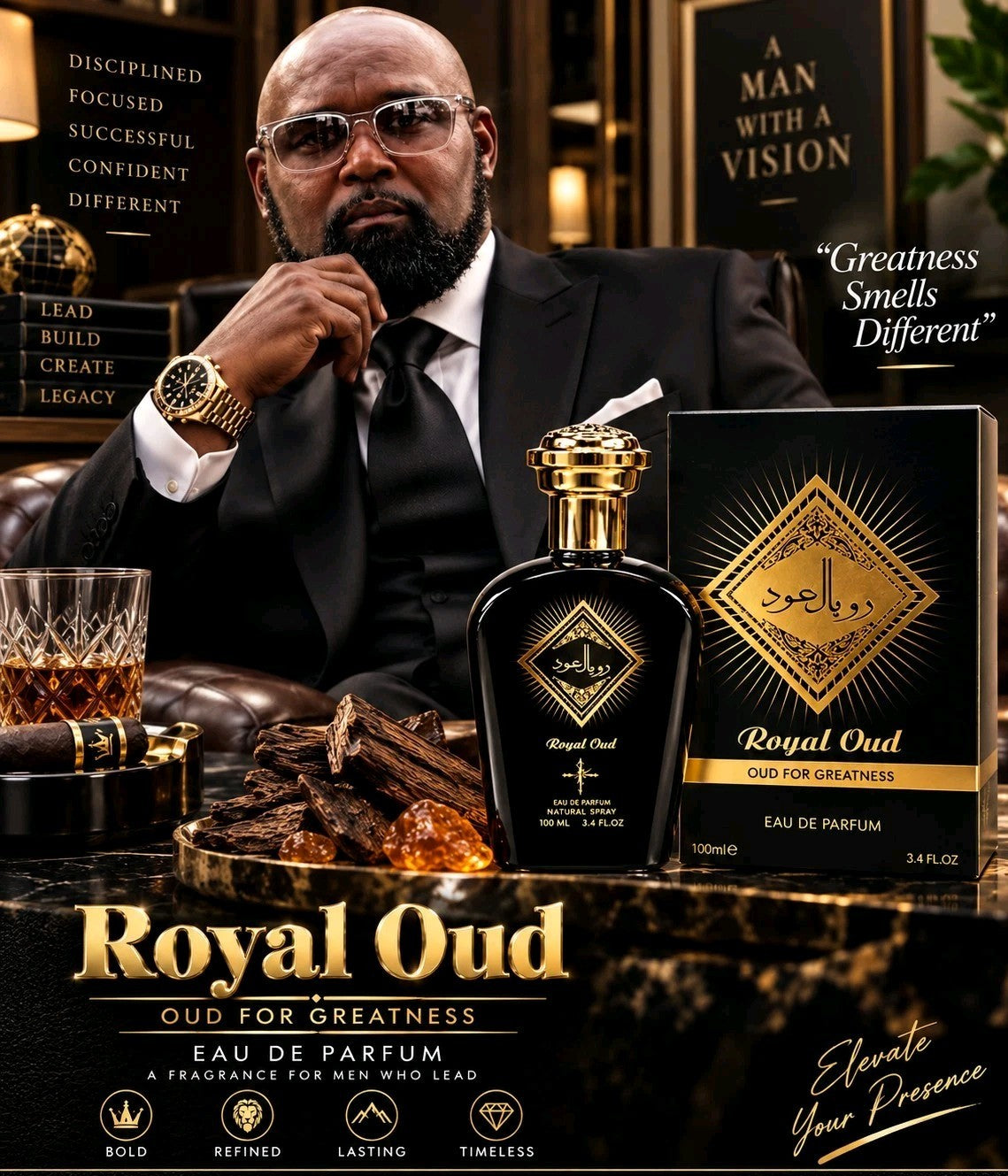 Royal Oud Oud for Greatness Cologne - 3.4oz EDP - Men's Fragrance