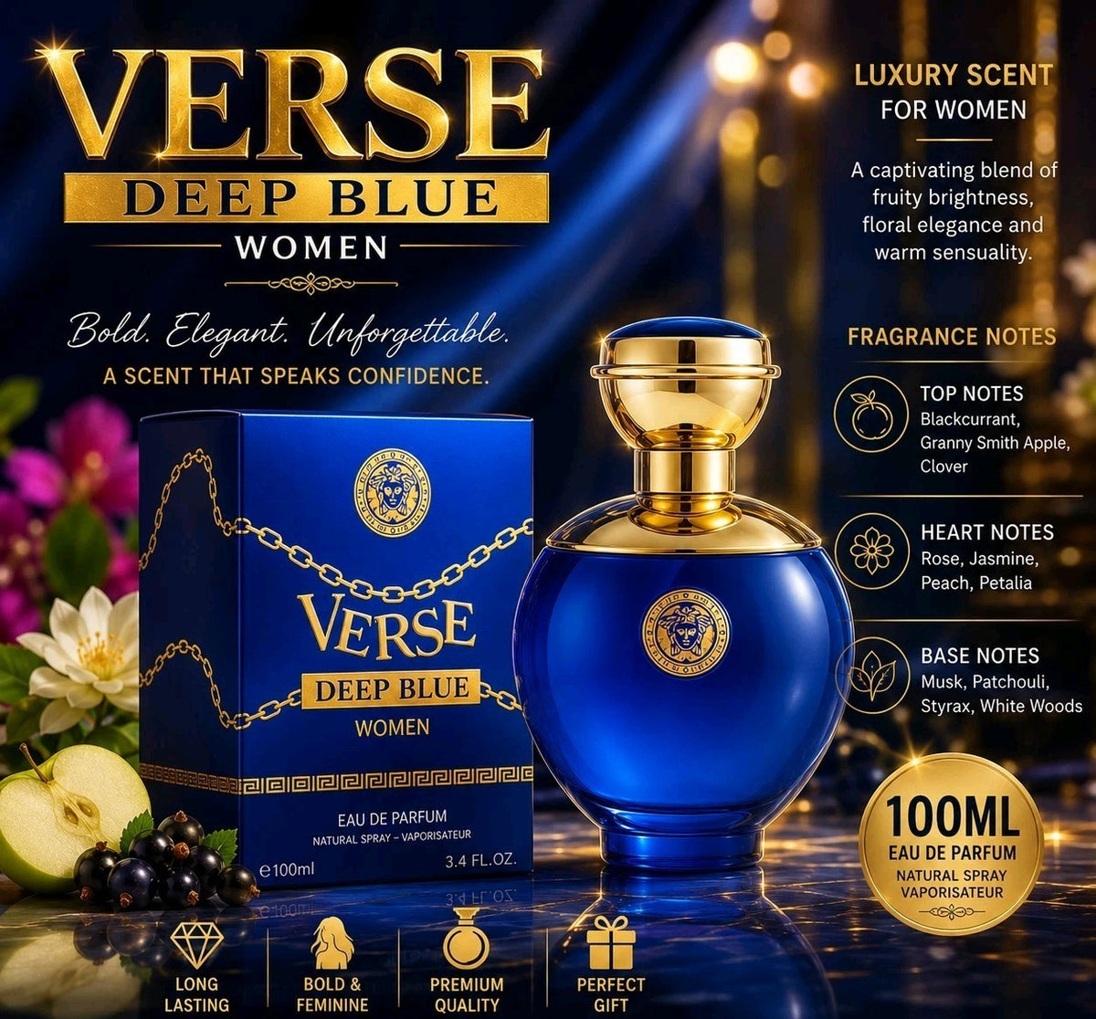 Urban Collection Verse Deep Blue Women Eau de Parfum Spray, Regular 3.4 fl oz