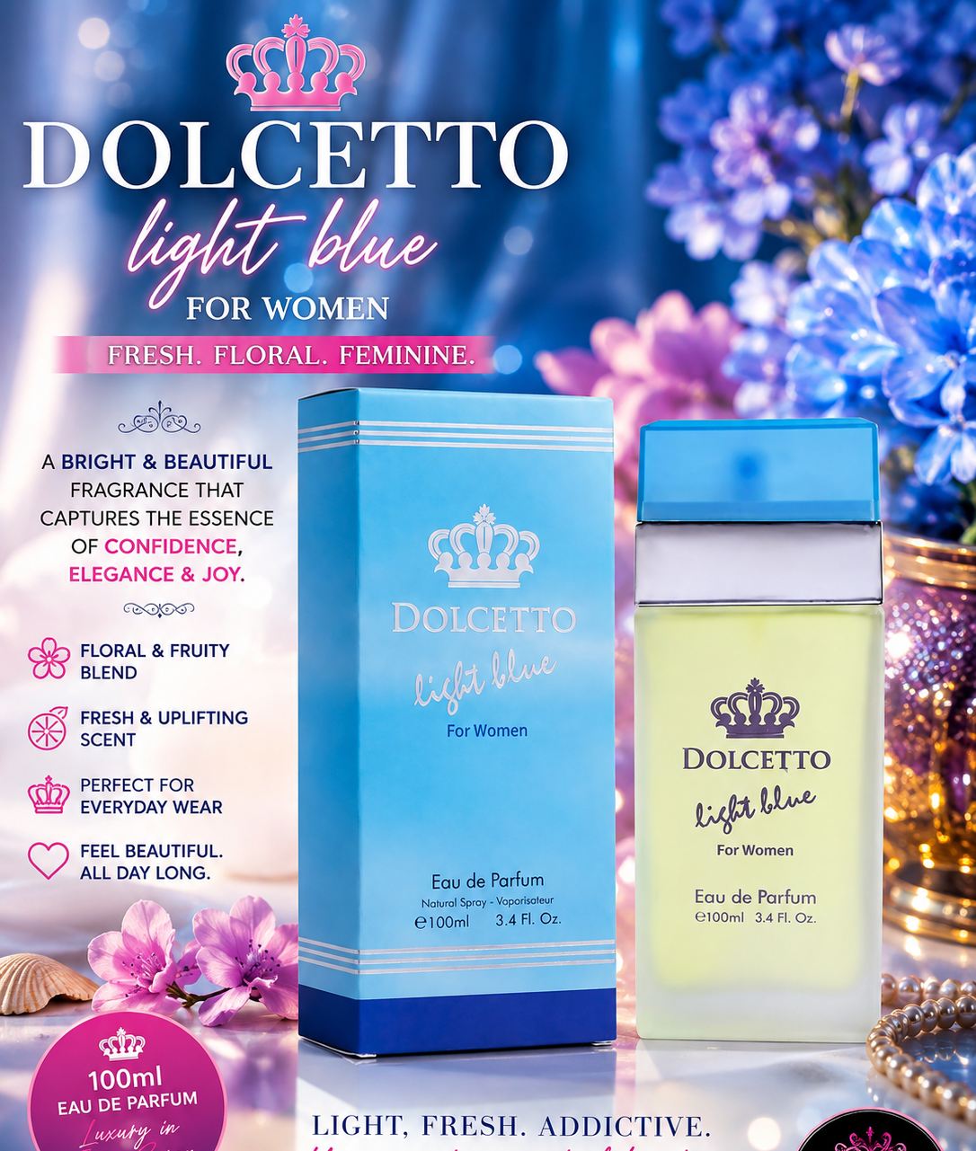 Dolcetto Light Blue Perfume 3.4oz - Light Blue