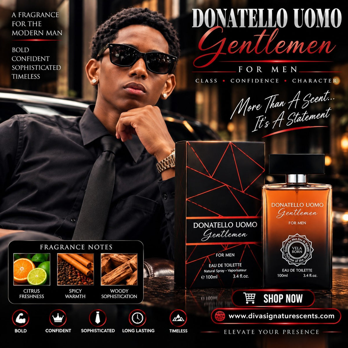 DONATELLO UOMO GENTLEMEN designer 3.4 oz EDP cologne spray  by Fragrance Couture