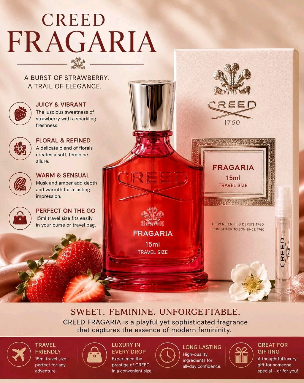 Creed Fragaria Mini Spray, 15ml Travel Size (MINI) Women