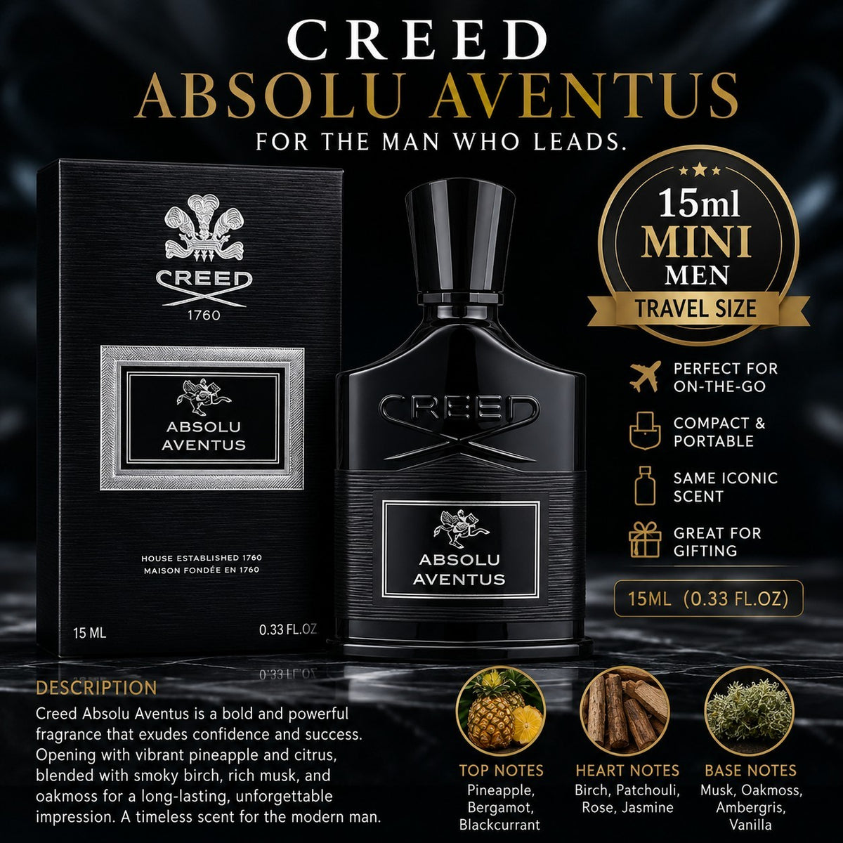 Creed Aventus Absolu 15 ml Men Eau de Parfum Sample Size TRAVEL Size