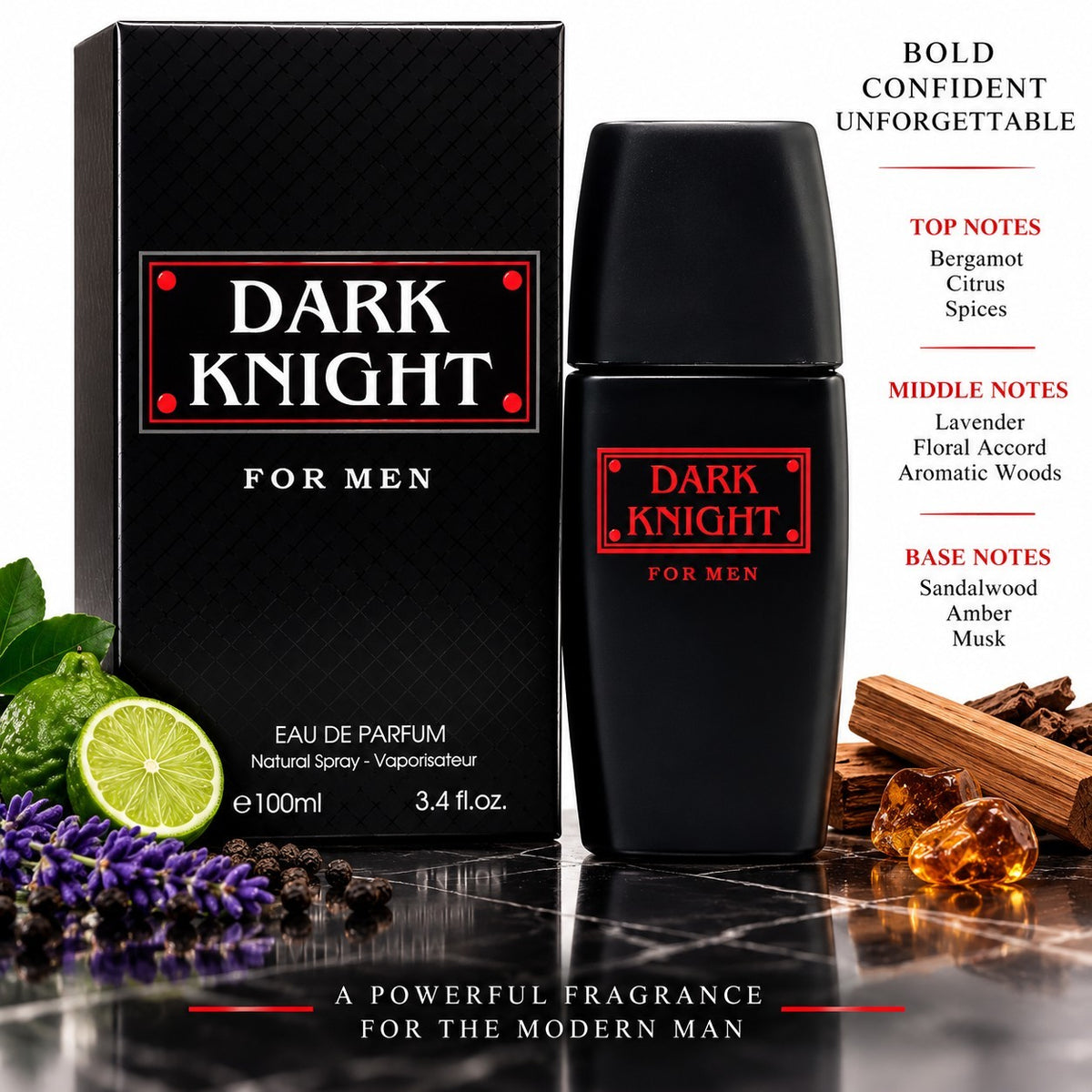 DARK KNIGHT FOR MEN EAU DE PARFUM SPRAY 3.4 Oz / 100 ml BRAND NEW SEALED IN BOX!