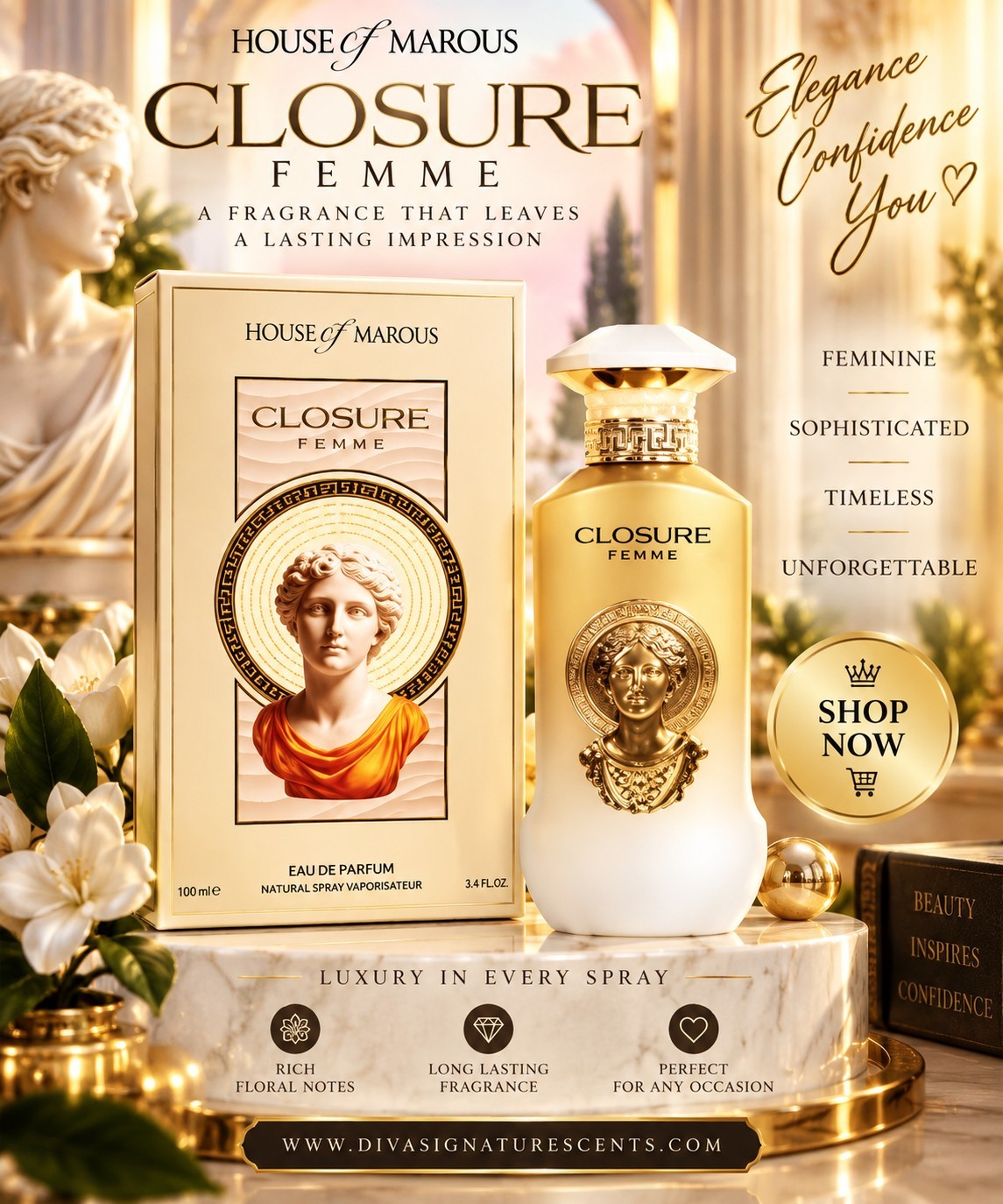 House of Morais Closure For Her Eau de Parfum Spray for Women 3.4 fl oz