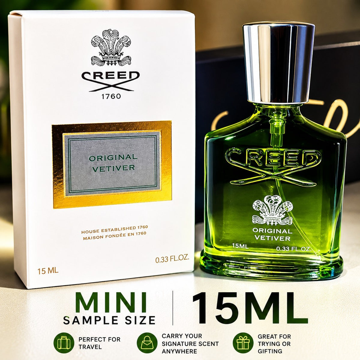 Creed Original Vetiver for Men Cologne 15ml EDP MINI SAMPLE SIZE