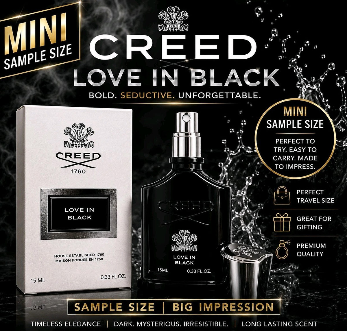 Creed Love in Black Eau de Parfum EDP 15ML spray SAMPLE SIZE MINI (Women)