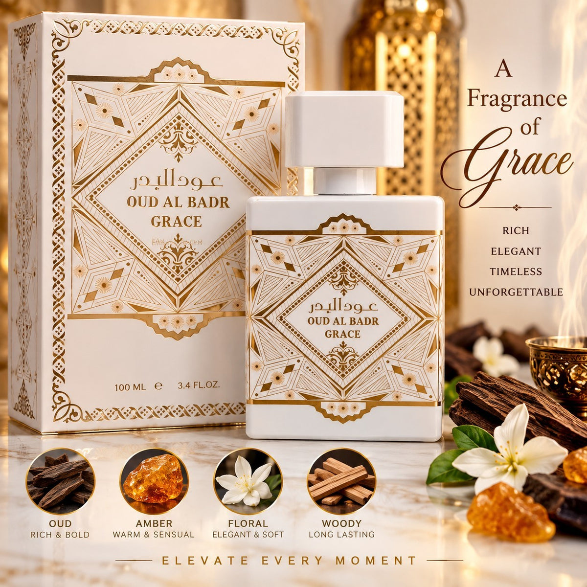 Oud Al Badr Grace Arabian Eau De Parfum 100ml/3.4 fl. oz. Unisex