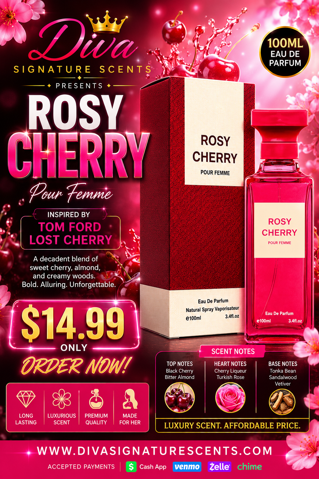 Rosy Cherry Pour Femme 100 ml Eau De Parfum