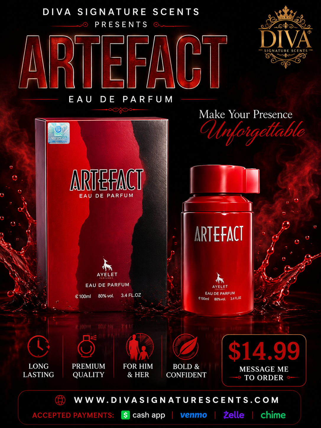 AYELET Artefact Eau de Parfum Spray, Regular Size, 3.4 fl oz