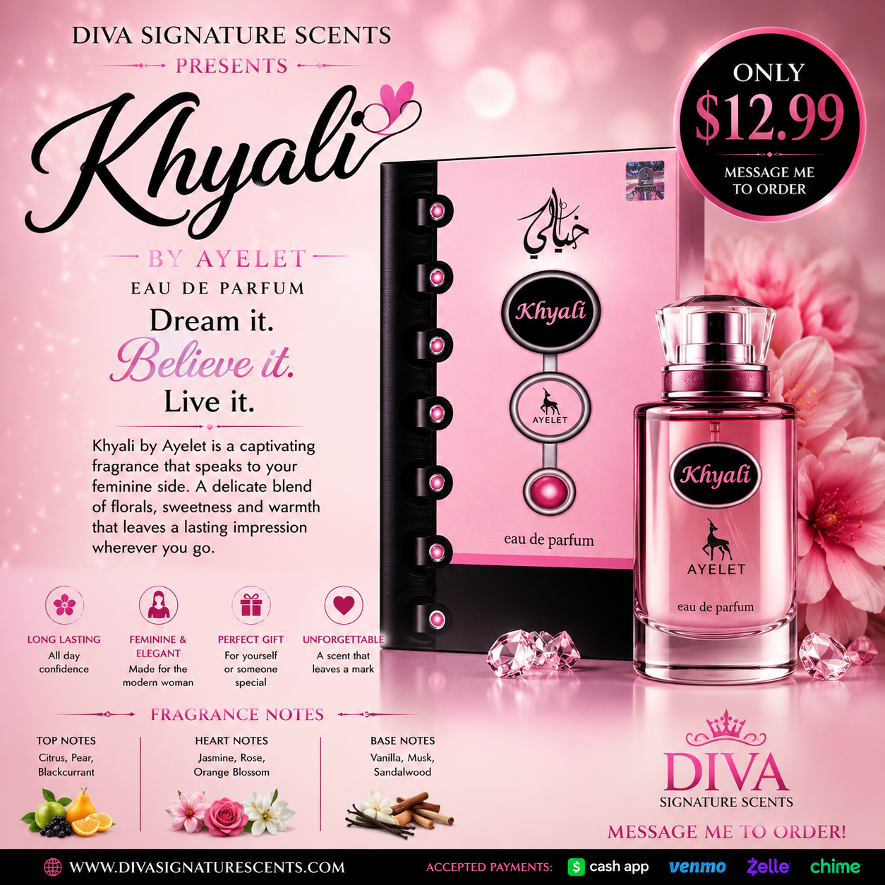 AYELET Khyali Eau de Parfum Spray Regular Size 3.4 fl oz
