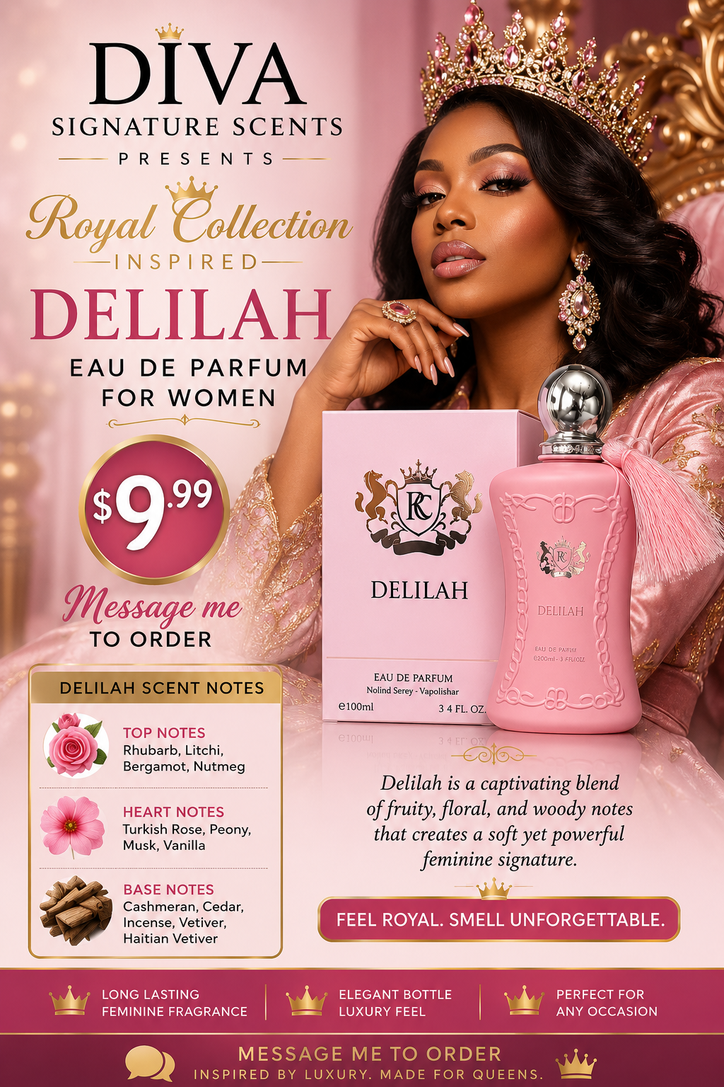 Share Royal Collection Delilah Eau de Parfum Spray 100ml 3.4 fl oz