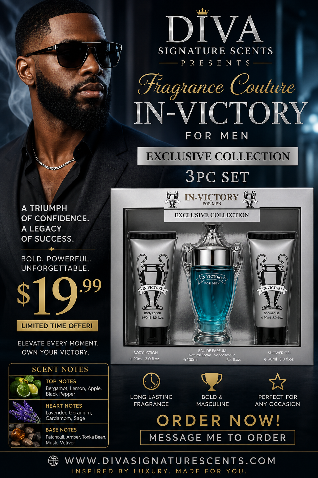 Share Fragrance Couture In-victory Infamous For Men 3pcs Gift Set Exclusive Collection
