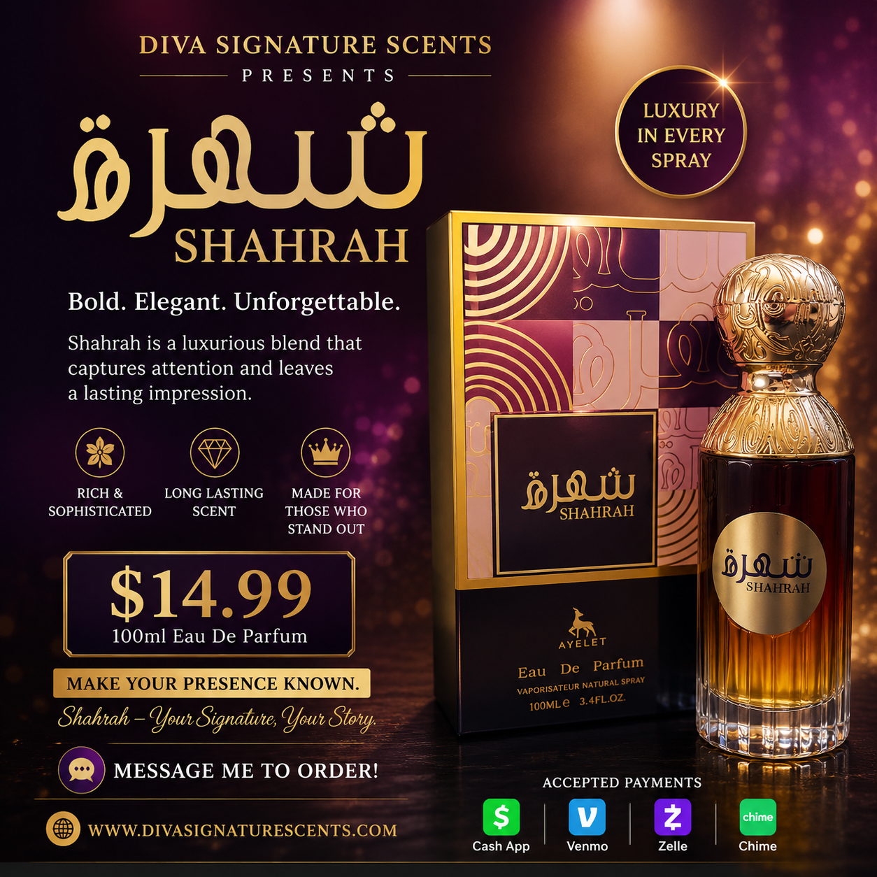 Ayelet Shahrah Eau de Parfum Spray Perfume 100 ml Regular Size