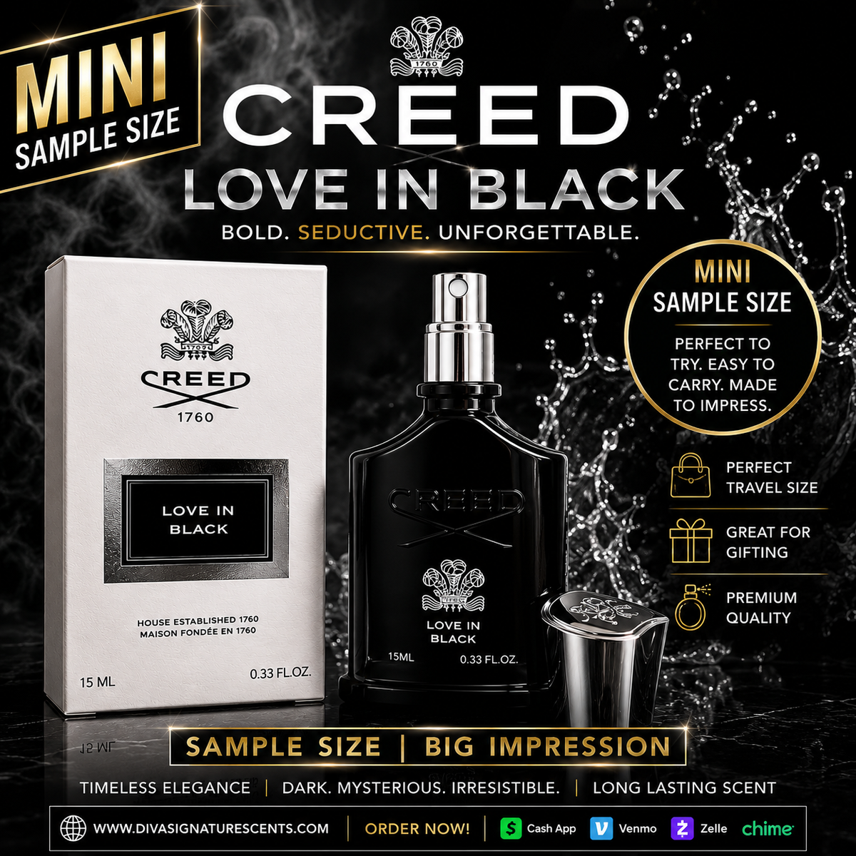 Creed Love In Black Women 15ml Sample Size MINI