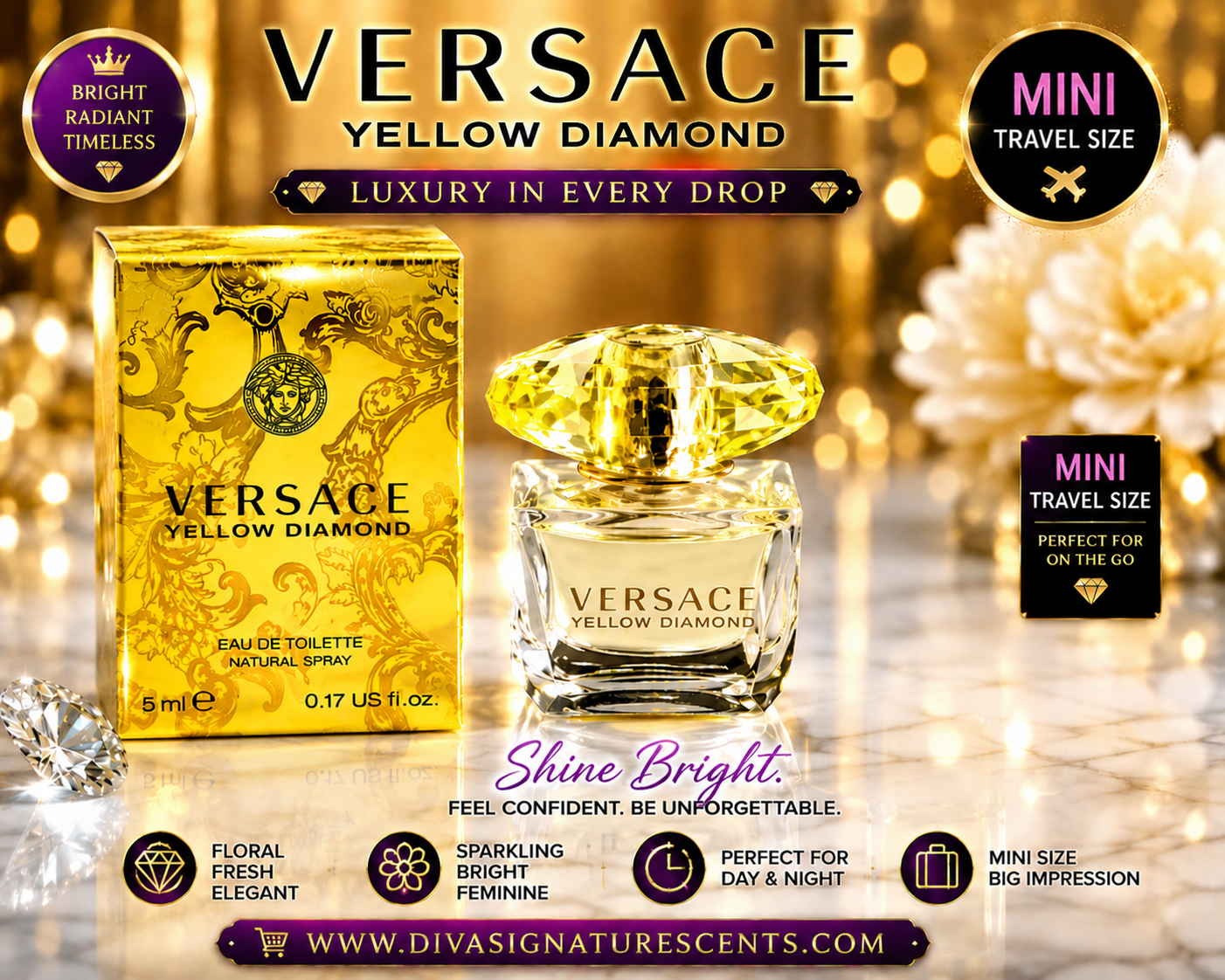 Versace Yellow Diamond 5ml .17oz MINI Travel size